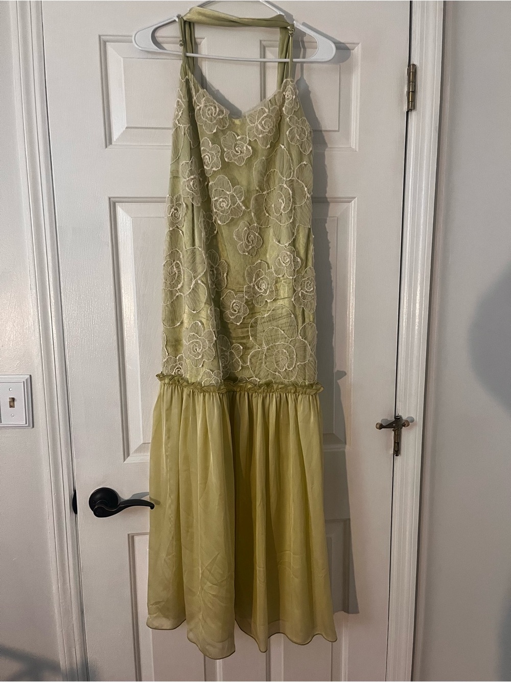 Anthropologie Light Green Lace Maxi Dress